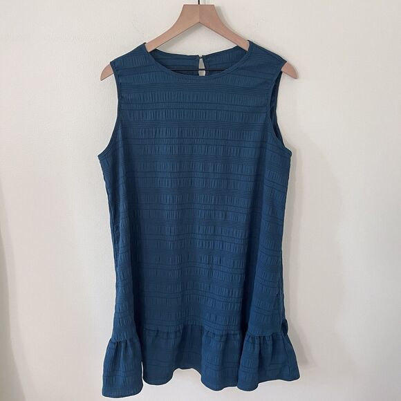 SOLY HUX Women's Ruffle Hem Sleeveless Green Tank Dress Round Neck Casual Smock - Picture 5 of 11